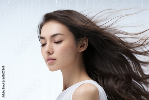 ロングヘアの美しい女性01