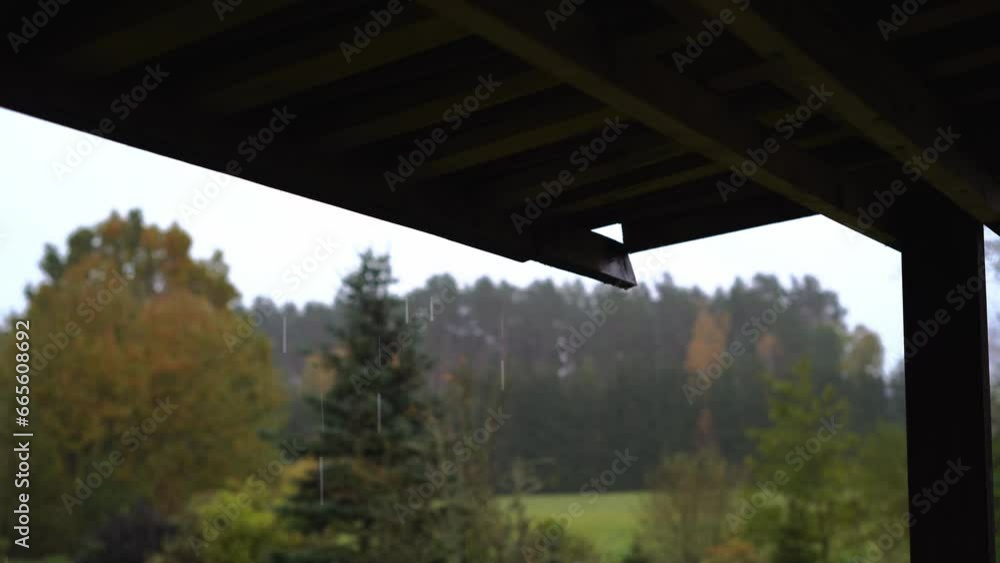 raining shower in the from the private house roof. rain drops
raining shower in the from the private house roof. rain drops