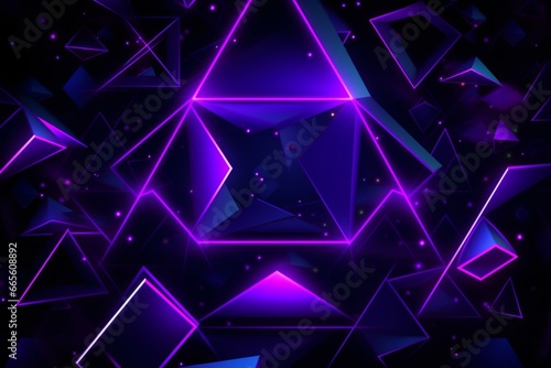 vibrant purple neon 3D geometric abstract background. Generative AI