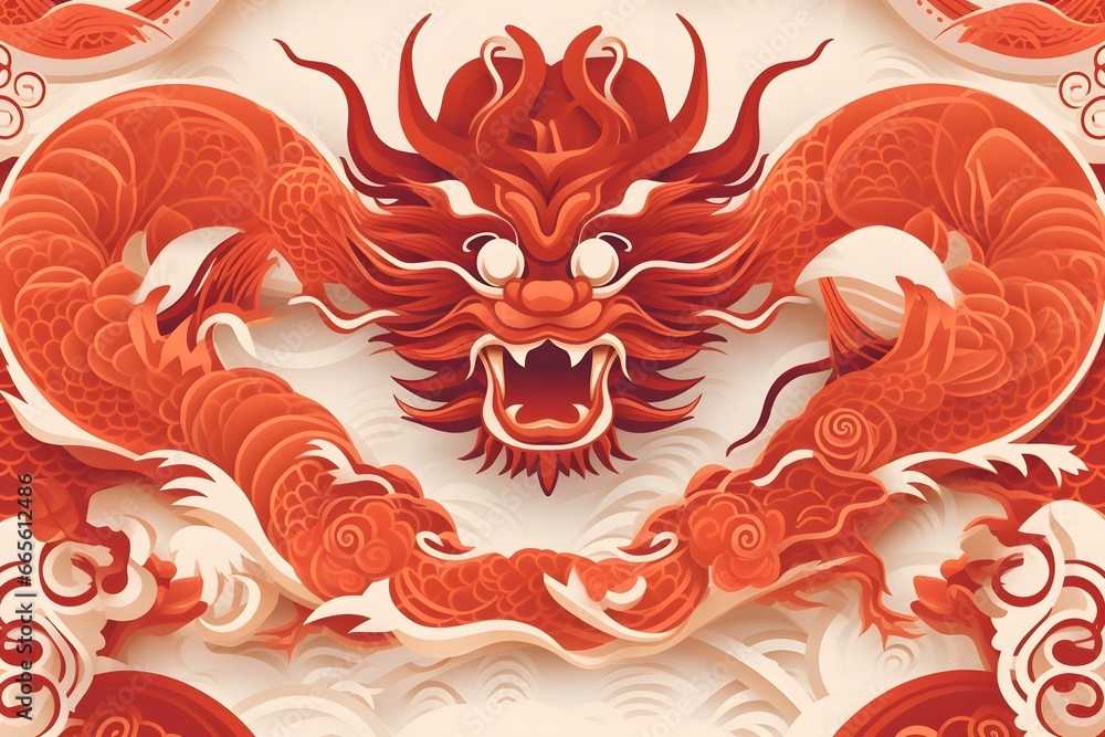 Happy Chinese new year 2024. Dragon gold zodiac background.