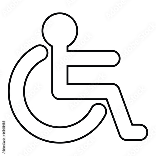 wheelchair icon, line vector isolated on white background. simple and modern flat style design.