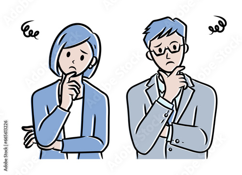 困ってる男女のイラスト素材