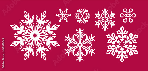 Snowflakes templates for laser cutting. Beautiful snowflakes of different shapes and sizes. Winter decorations.