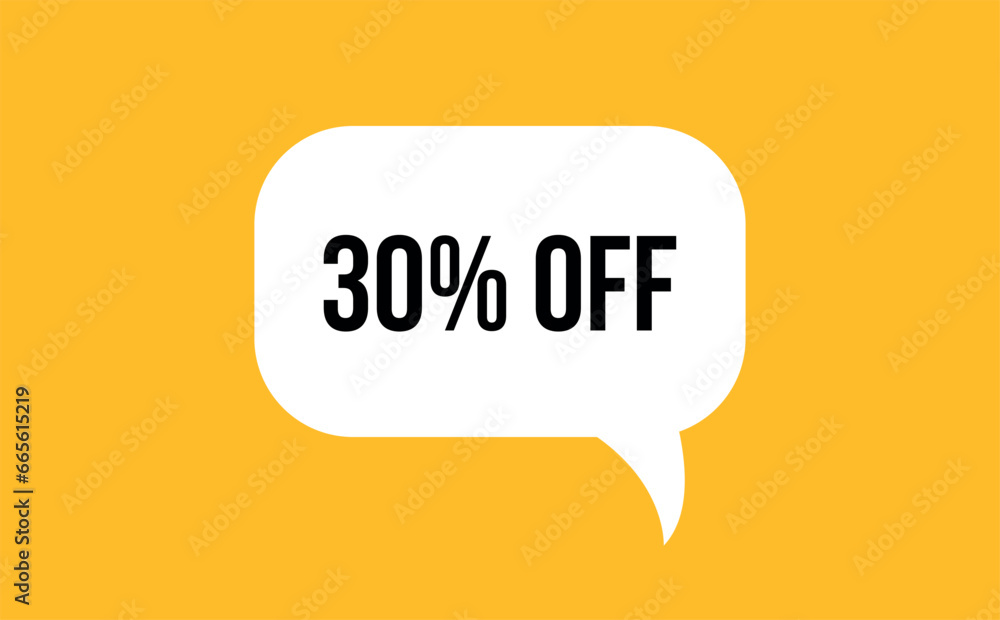 30% off speech bubble discount vector illustration. Communication speech bubble with 30% off text 30% off speech bubble discount vector illustration. Communication speech bubble with 30% off text