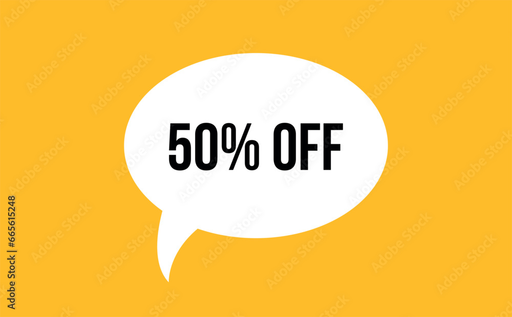 50% off speech bubble discount vector illustration. Communication speech bubble with 50% off text 50% off speech bubble discount vector illustration. Communication speech bubble with 50% off text