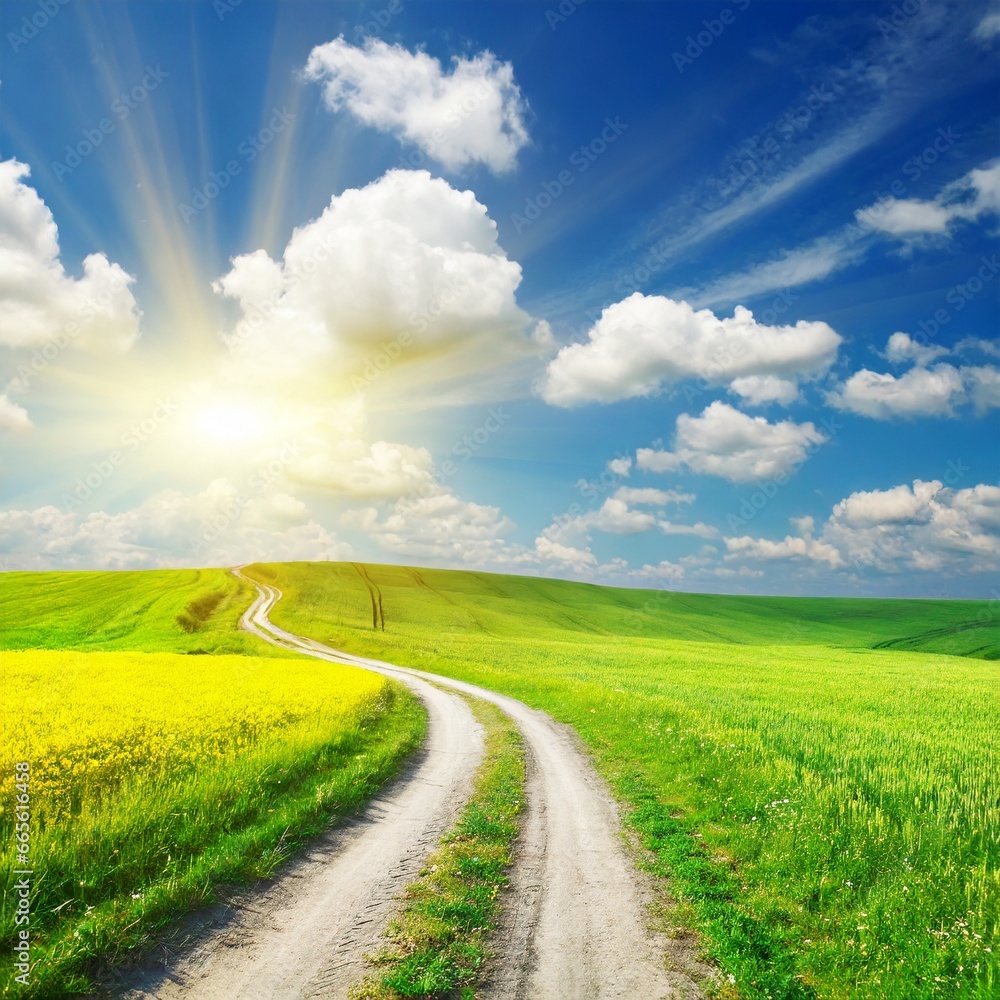 Obraz premium rural road in the field