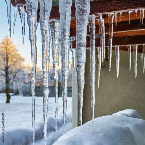 icicles on the roof of a house