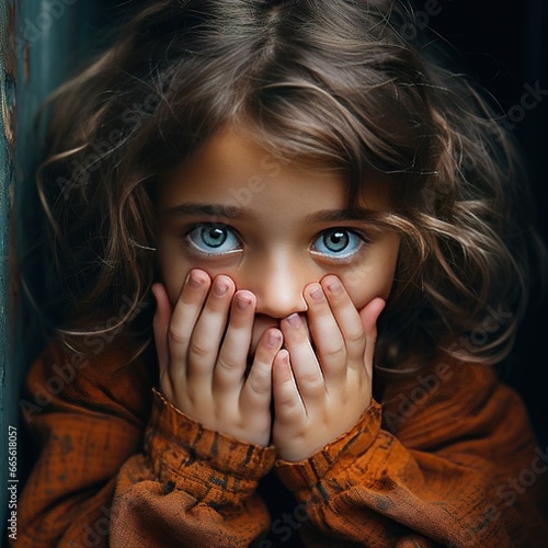 Portrait of the girl child with blue eyes photo