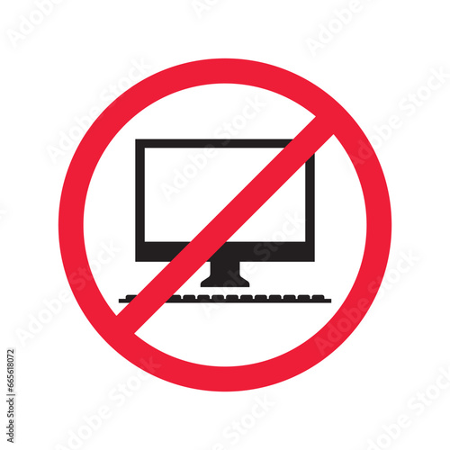 Free Download Forbidden Prohibited Warning, caution, attention, restriction label danger. No computer vector icon. Do not use pc sign design. No monitor screen symbol flat pictogram. No computer - GFXLoad