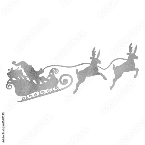 Santa Claus Riding In A Sleigh With Reindeers