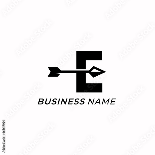 design logo creative letter E and archer hunter