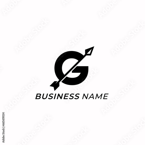 design logo creative letter G and arrow bow