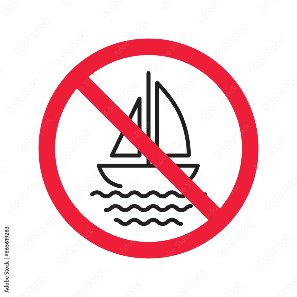 Forbidden Prohibited Warning, caution, attention, restriction label danger. No cruise vessel vector icon. Do not use ship sign design. No vessel symbol flat pictogram. No cruise Forbidden Prohibited Warning, caution, attention, restriction label danger. No cruise vessel vector icon. Do not use ship sign design. No vessel symbol flat pictogram. No cruise