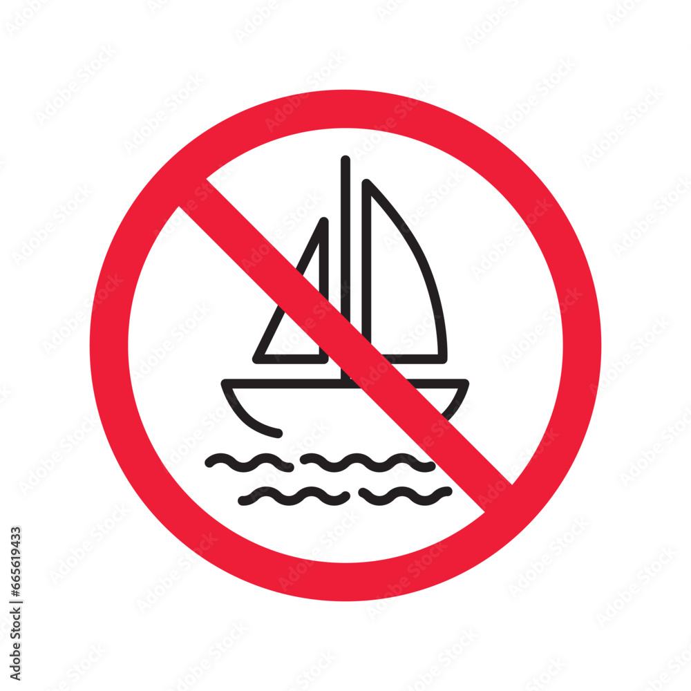 Forbidden Prohibited Warning, caution, attention, restriction label danger. No cruise vessel vector icon. Do not use ship sign design. No vessel symbol flat pictogram. No cruise Forbidden Prohibited Warning, caution, attention, restriction label danger. No cruise vessel vector icon. Do not use ship sign design. No vessel symbol flat pictogram. No cruise