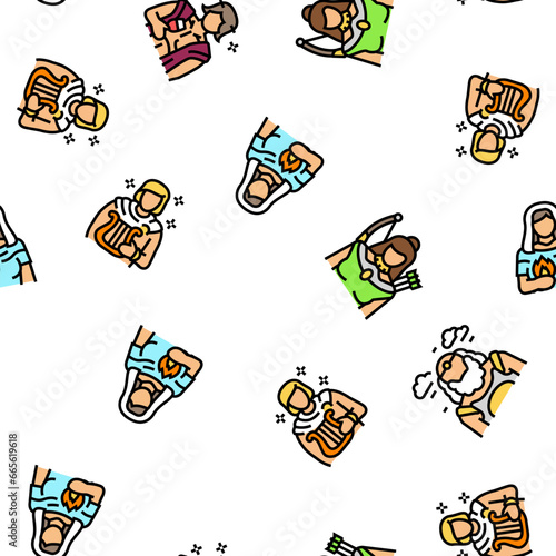 greek god mythology ancient vector seamless pattern thin line illustration