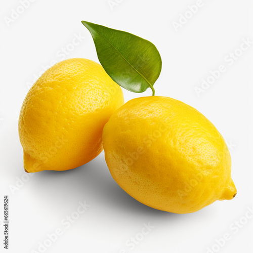 Lemon and lemon slice on a white background close-up. Side view. Citrus. AI Generation