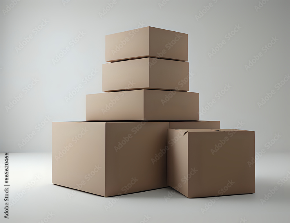A stack of cardboard boxes sitting on top of each other A stack of cardboard boxes sitting on top of each other