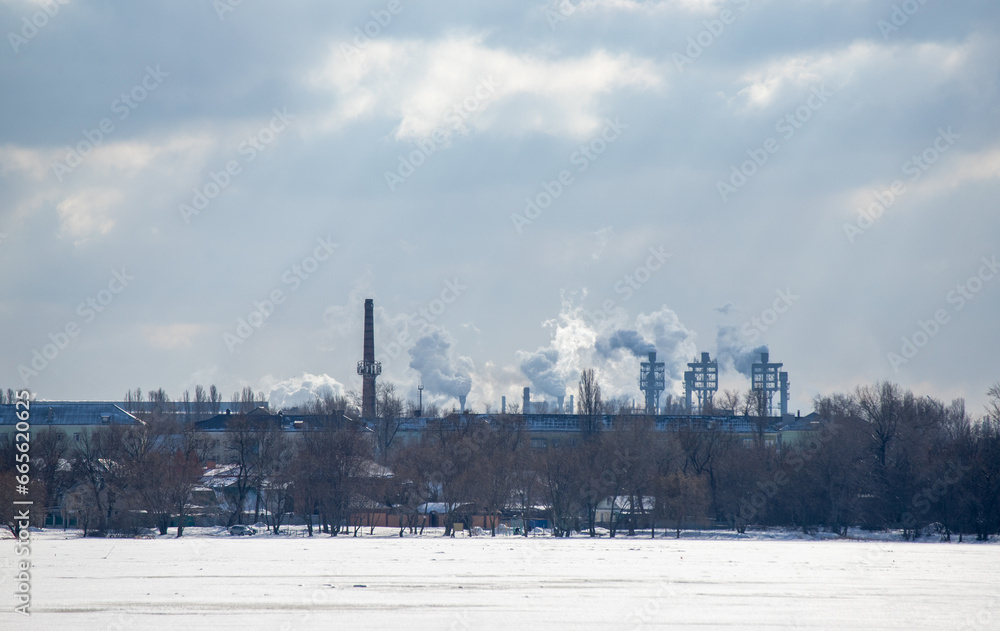Ambient atmosphere, smoke from factory chimneys