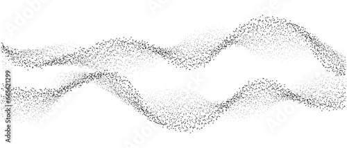 Abstract dots particles flowing wavy isolated on transparent background. Vector illustration design elements in concept of technology, energy, science, music.