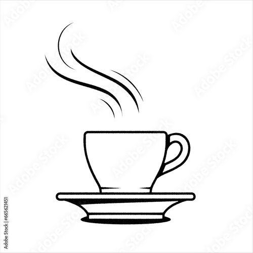 Cup of coffee or tea. Vector illustration of hot drink. Logotype for coffee house.