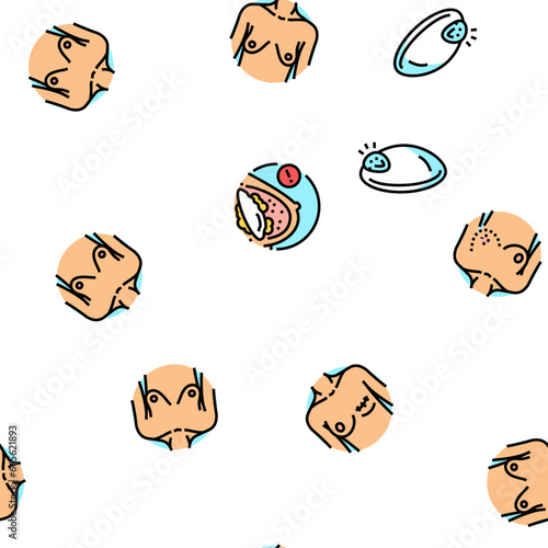breast surgery body woman plastic vector seamless pattern thin line illustration
