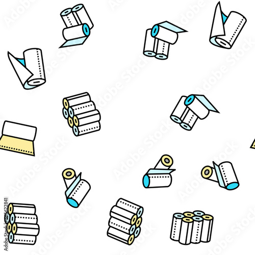 paper towel roll kitchen vector seamless pattern thin line illustration