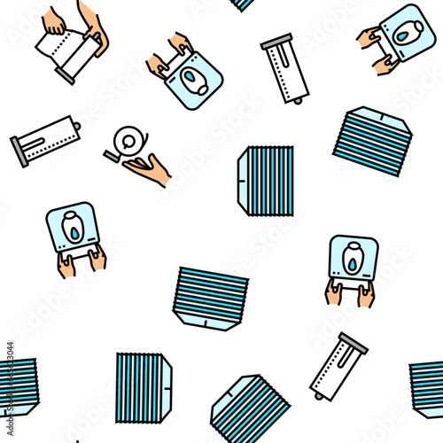 paper towel roll kitchen vector seamless pattern thin line illustration