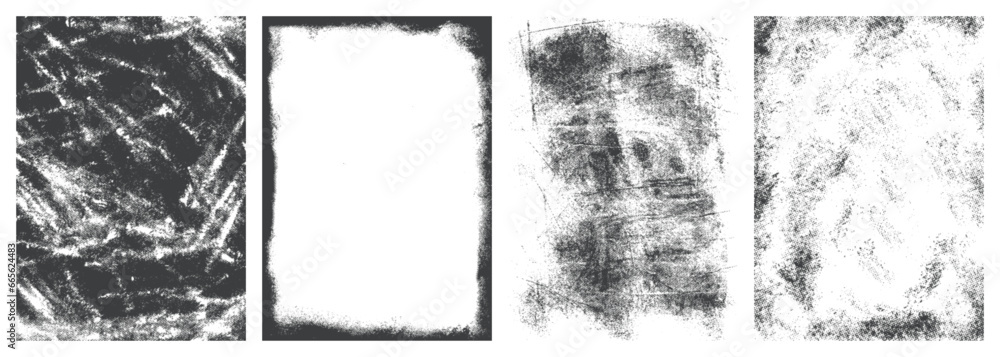 Grunge textures set flyer monochrome