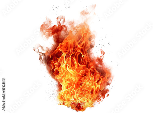 Bright and dynamic fire flames, cut out photo