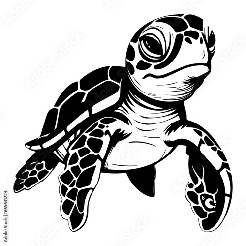 Sea turtle hand drawn engraving style sketch Underwater animals Vector illustration., ai generated