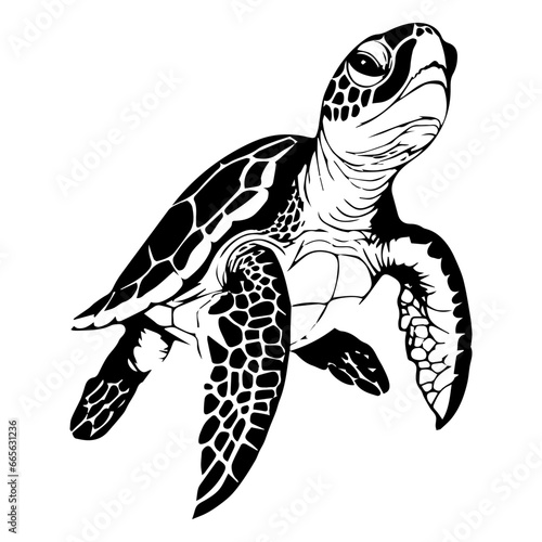 Sea turtle hand drawn engraving style sketch Underwater animals Vector illustration., ai generated