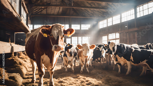 Cows in a farm, farming, animal husbandry, agriculture photo