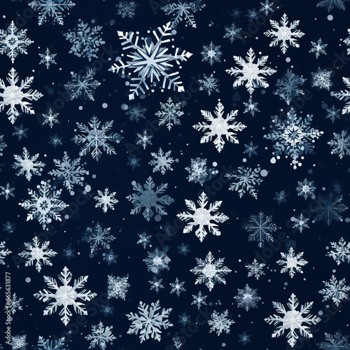 snowflakes on blue background, created with Generative ai technology. 