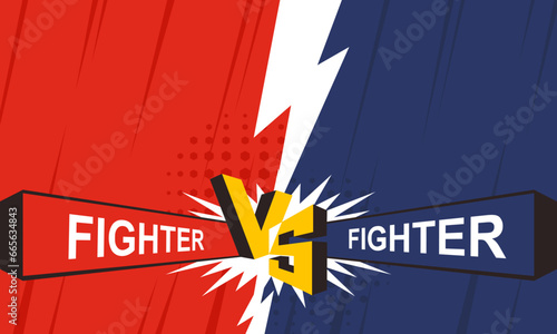 Versus screen. VS. Game battle red and blue zone. Vector illustration template, background, banner and poster. photo