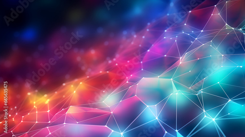Multicolored connected mesh background with a techy, futuristic, and sci-fi-themed vibe. Futuristic network design © DigiArtStudio