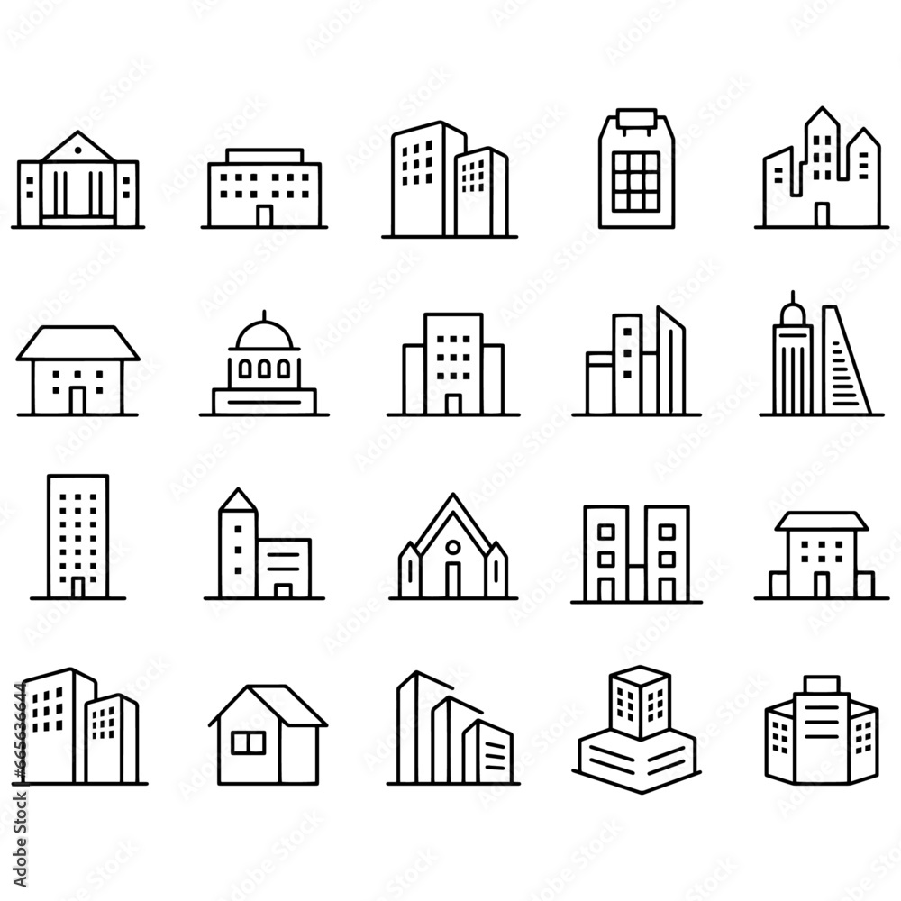 Building Icons Set vector design