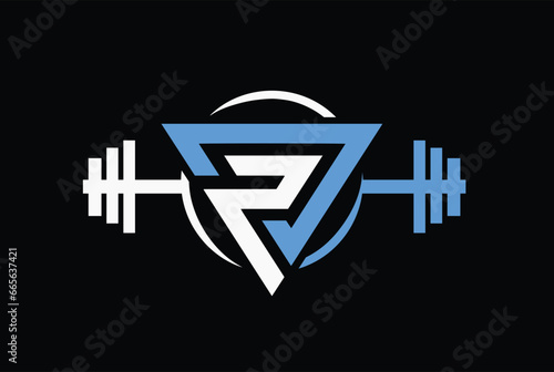 Letter P,D, PD OR DP Logo With barbell. Fitness Gym logo Vector.