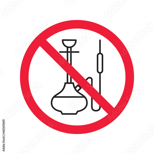 Forbidden Prohibited Warning, caution, attention, restriction label danger. No shisha vector icon. Do not use shisa sign design. No hookay symbol flat pictogram. Do not smoke shisha hookah icon
