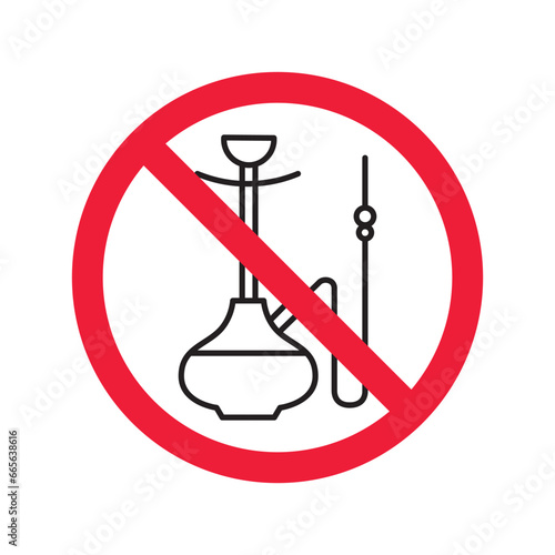 Forbidden Prohibited Warning, caution, attention, restriction label danger. No shisha vector icon. Do not use shisa sign design. No hookay symbol flat pictogram. Do not smoke shisha hookah icon