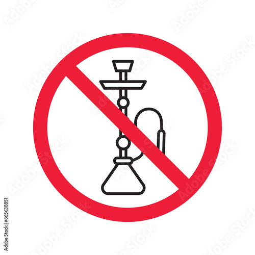 Forbidden Prohibited Warning, caution, attention, restriction label danger. No shisha vector icon. Do not use shisa sign design. No hookay symbol flat pictogram. Do not smoke shisha hookah icon