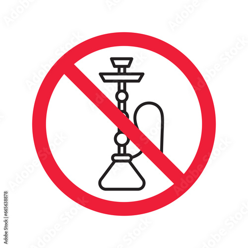 Forbidden Prohibited Warning, caution, attention, restriction label danger. No shisha vector icon. Do not use shisa sign design. No hookay symbol flat pictogram. Do not smoke shisha hookah icon
