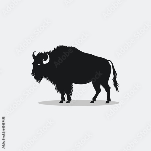 Bison logo vector icon. Buffalo illustration. Wild animal sign, black isolated in white background
