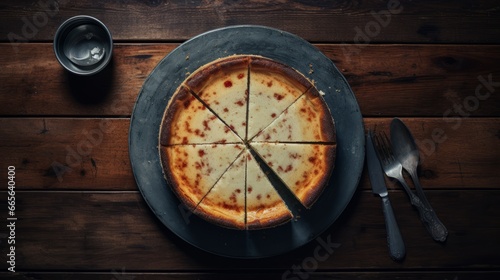 Delicious cheese cakes with fresh butter and eggs Cheesecake: New York-style classical cheesecake on a black background A slice of tasty cake on wooden table