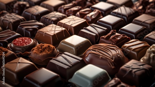 An assortment of rich chocolate pralines lay invitingly