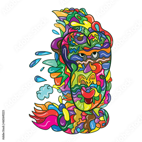 Vector art doodle abstract colorful tribal face mask