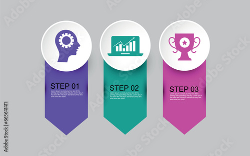 Vector infographic template with 3 options, workflow, process chart. Timeline infographics design