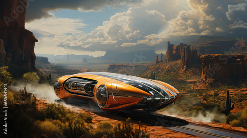 Concept futuristic car on a mountain - GENERATIVE AI 