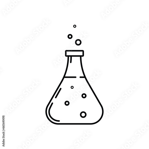 flask icon, lab, chemical glass ,beaker chemistry line sign on white background, editable stroke vector illustration eps10