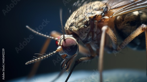 Macro detail to mosquito sucking human blood, insects © Khaligo