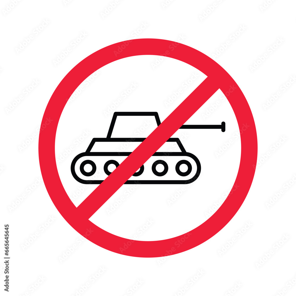 Forbidden Prohibited Warning, caution, attention, restriction label danger. No Tank vector icon. Do not use Military tank sign design. Tank symbol flat pictogram Forbidden Prohibited Warning, caution, attention, restriction label danger. No Tank vector icon. Do not use Military tank sign design. Tank symbol flat pictogram
